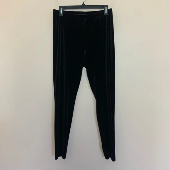 NWT New Eileen Fisher Black Ankle Length Slim Fit Stretch Velvet Knit Leggings - Picture 4 of 7